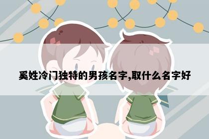奚姓冷门独特的男孩名字,取什么名字好